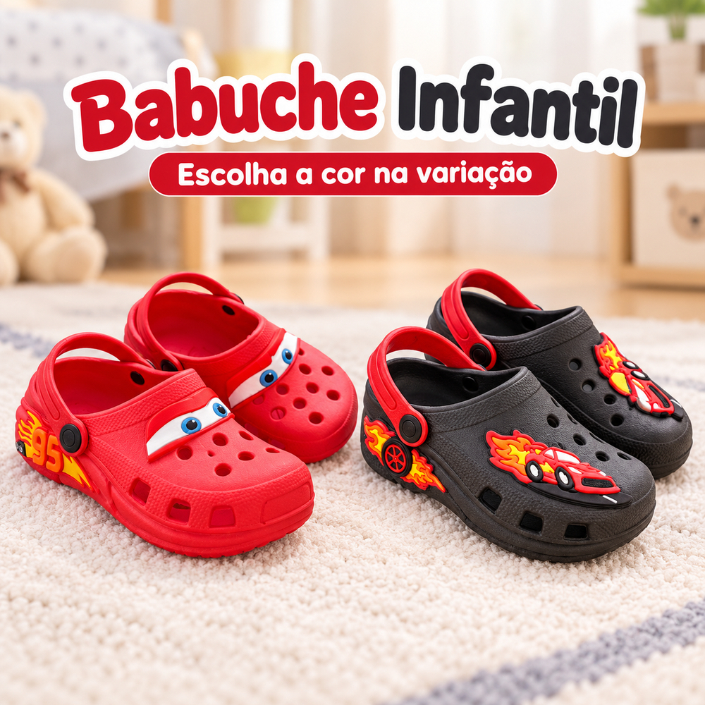 Sandália Babuche Carros Menino Infantil Divertido e com Solado Antiderrapante Leve Macio Confortável