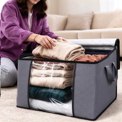 Caixa Saco Organizador Grande Edredom Cobertor Casaco Guarda Roupa Ecológico Anti-Poeira Umidade Insetos Multiuso 84L