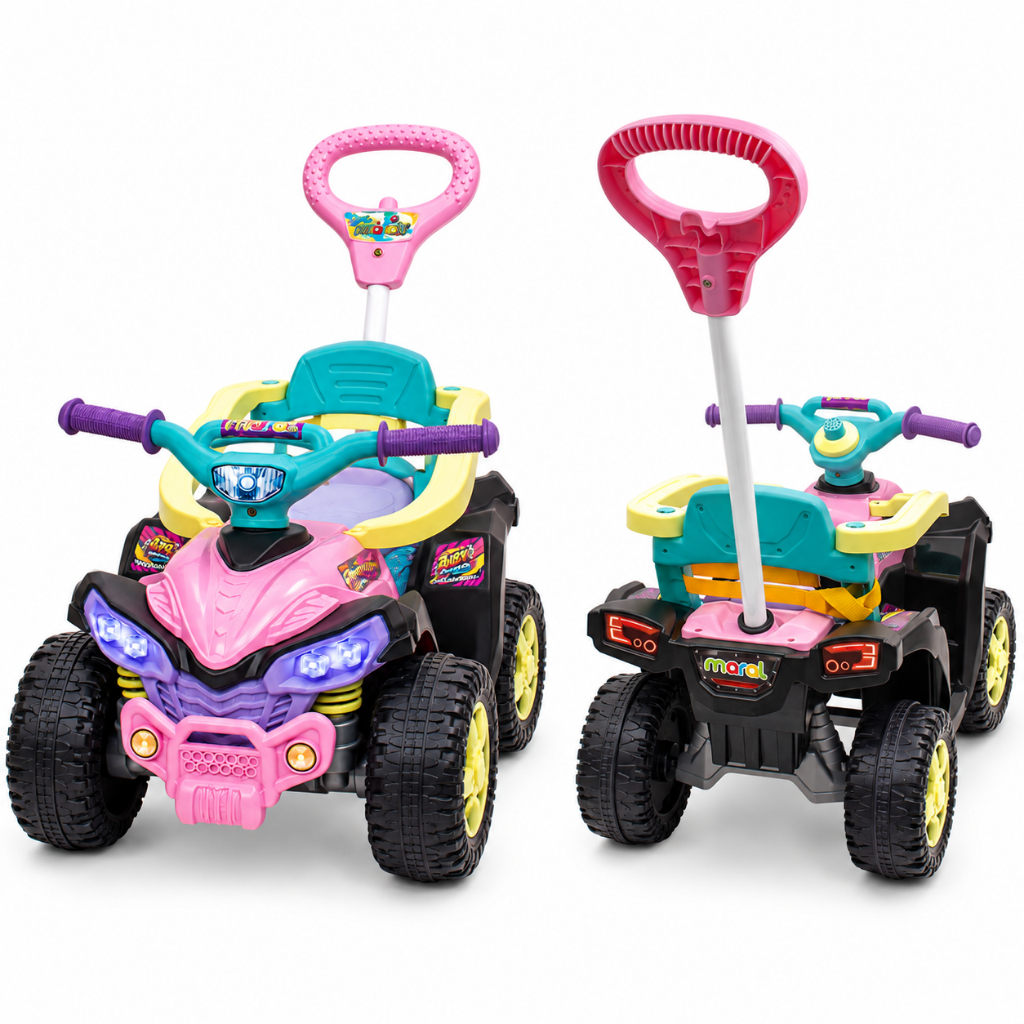 Carrinho de Passeio Quadriciclo Infantil de empurrar Baby Quad Maral C/Haste Cinto de Proteção Rosa +12 meses — imagem 2 de 2