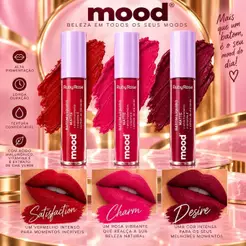 Batom Líquido Matte Ruby Rose Mood Alta Pigmentação Longa Duração – Charm, Desire e Satisfaction