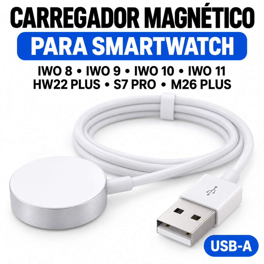 Cabo Carregador Magnético Para Smartwatch iwo 8 iwo 9 iwo10 iwo11 HW22 plus S7pro M26puls M36Plus W37 W27pro