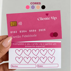 Cartão Fidelidade Cliente VIP 9x5cm - Frete e verso– Papel Durinho Verniz Pronta Entrega
