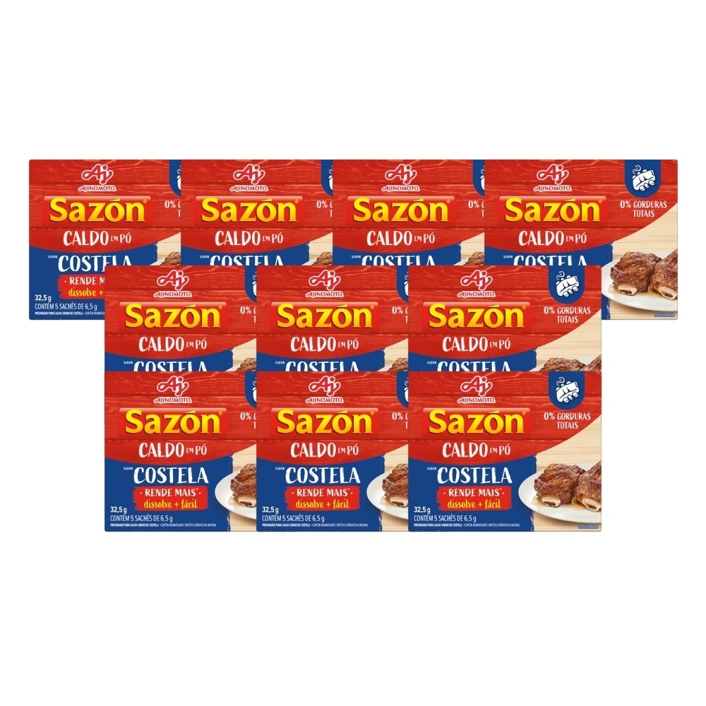 Imagem Kit 10 Unidades Caldo em pó SAZÓN® Sabor Costela 32,5G