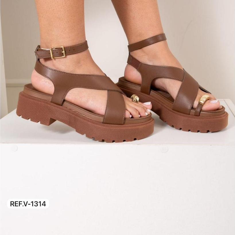 Sandália Vizzano Feminina Flatform com Solado Tratorado Antiderrapante Moderna Verão Sandalia Plataforma Confortavel