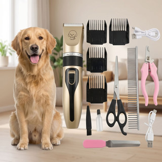 Kit Máquina Para Tosar Pet + Tesoura + Pente + Lixa Máquina Profissional Para Cachorro & Gato