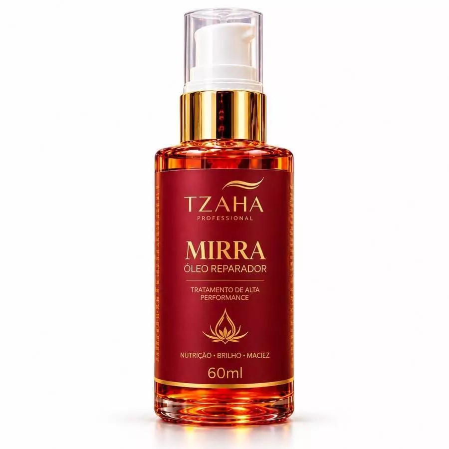 Óleo Capilar Reparador Mirra TZAHA Profissional 60ml Finalizador Brilho Nutrição Maciez Pontas Todos os Tipos de Cabelo