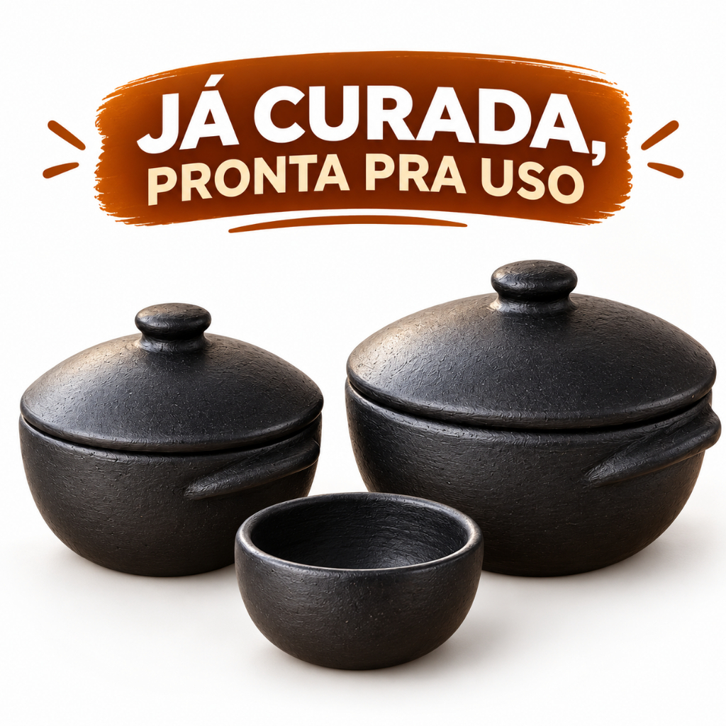 Conjunto c/ 3 Panelas de Barro capixaba- 2 litros/ 1 litro / 500ml