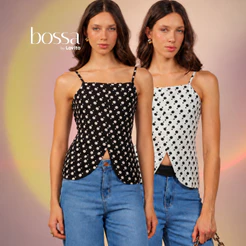 Lovito Bossa l Blusa Feminina Em Viscose Com Alças Estampa Poá Moda Floral BLB16731703