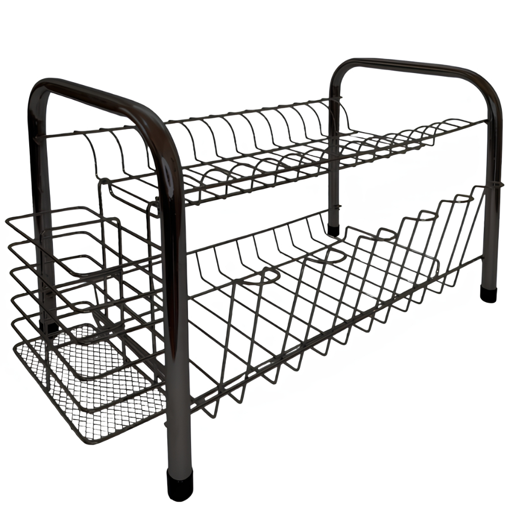 Escorredor De Louça Pia Duplo Design Funcional Prático C/ Porta Talher Metal Encaixável — imagem 2 de 2