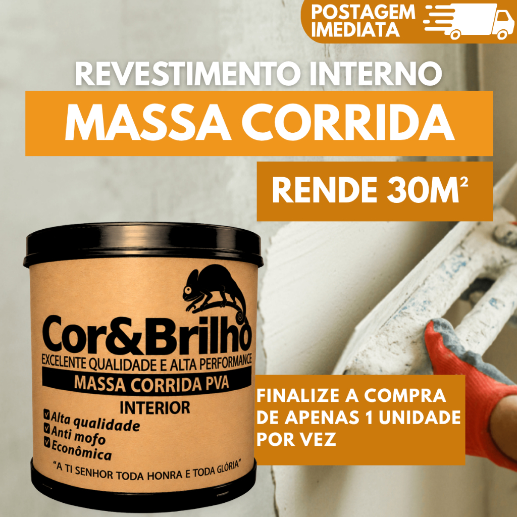 Massa Corrida Premium Pva Império 20kg Acabamento Nivelador Fácil Aplicação branca parede Cor&Brilho