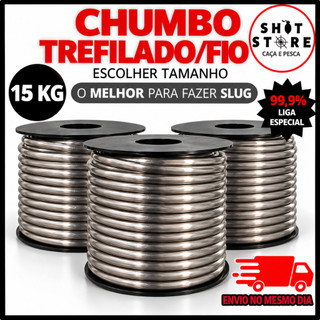 Chumbo Trefilado (15 KG) - LIGA ESPECIAL PREMIUM 99,9% (EXTRA MACIA) - Fio de chumbo para fazer SLUG