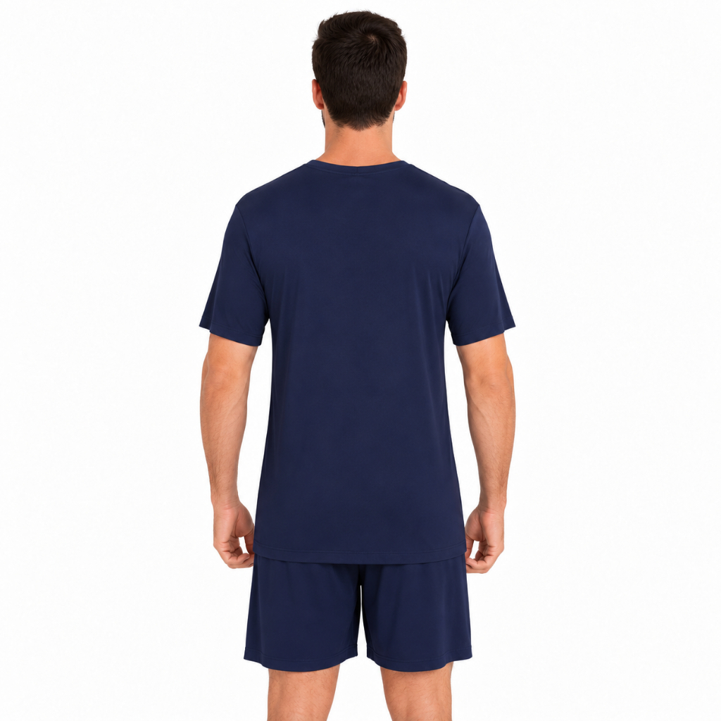 Pijama Masculino Adulto Manga Curta E Shorts Azul Marinho — imagem 2 de 2