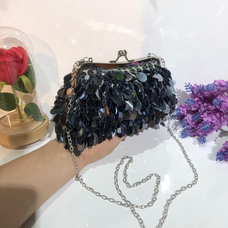 Bolsa De Noite Feita À Mão Com Lantejoulas Sólidas E clutch Para Casamentos Festas 4007