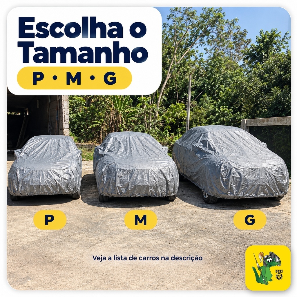 Capa Cobrir Carro Jacaré 100% Impermeável Com Forro Lona - Proteção Sol Chuva Poeira — imagem 2 de 2