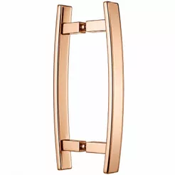 Puxador Barra Chata Duplo Curvo para Porta Pivotante 60 cm Inox Cobre/Rose Gold Italy