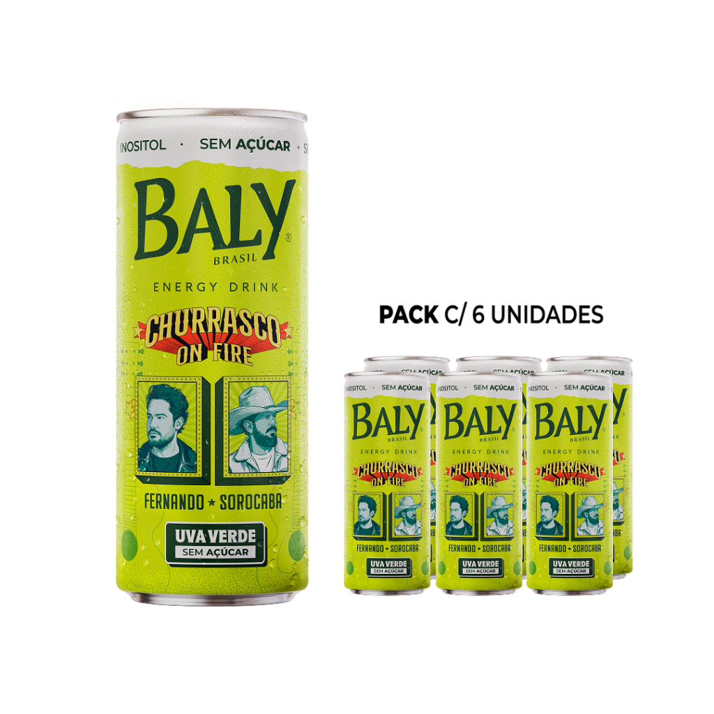 Energético Baly Uva Verde Sem Açucar 250ml Pack 6 Latas