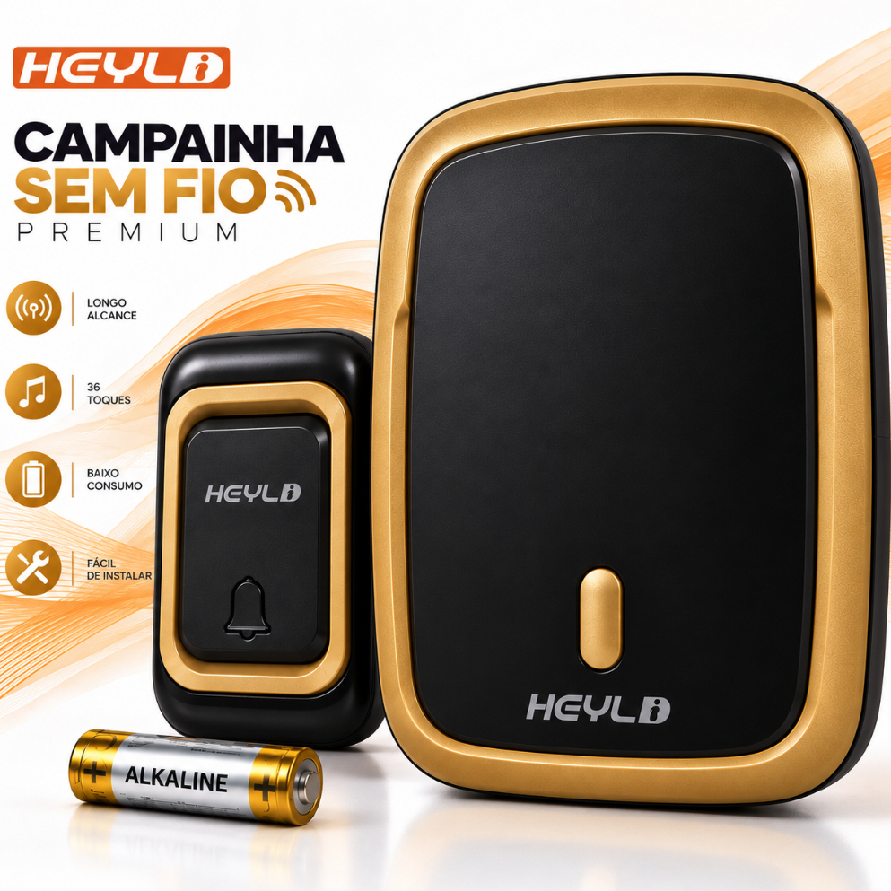 Campainha Sem Fio Longo Alcance (36 Toques) -Fácil Instalação - Bivolt