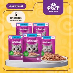 Kit Whiskas Sachê Ração Úmida para Gatos Adultos ao Molho 85g Vários Sabores