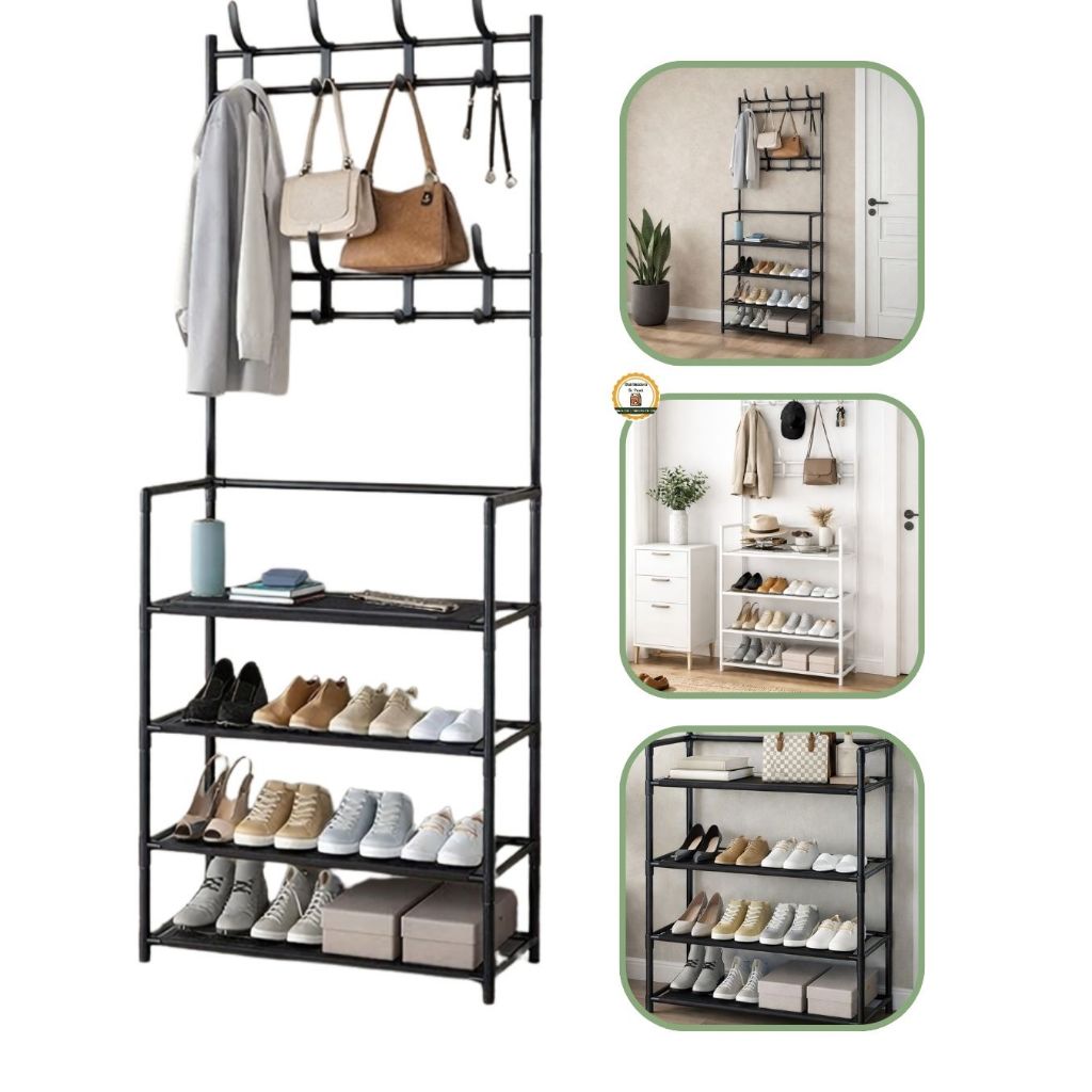 Sapateira Cabideiro Arara Multiuso Organizadora Com Ganchos 4  Andares para Casa Compacta em Oferta na Shopee