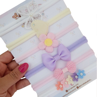 Kit com 6 laços para bebê menina, faixinhas rn variadas saída maternidade menina, kit de faixinhas. em Oferta na Shopee