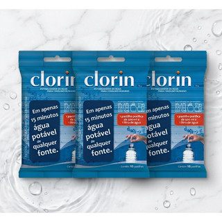 Kit 3 Clorin 1 com 30 Pastilhas para Rio e Camping - Trata até 30 Litros