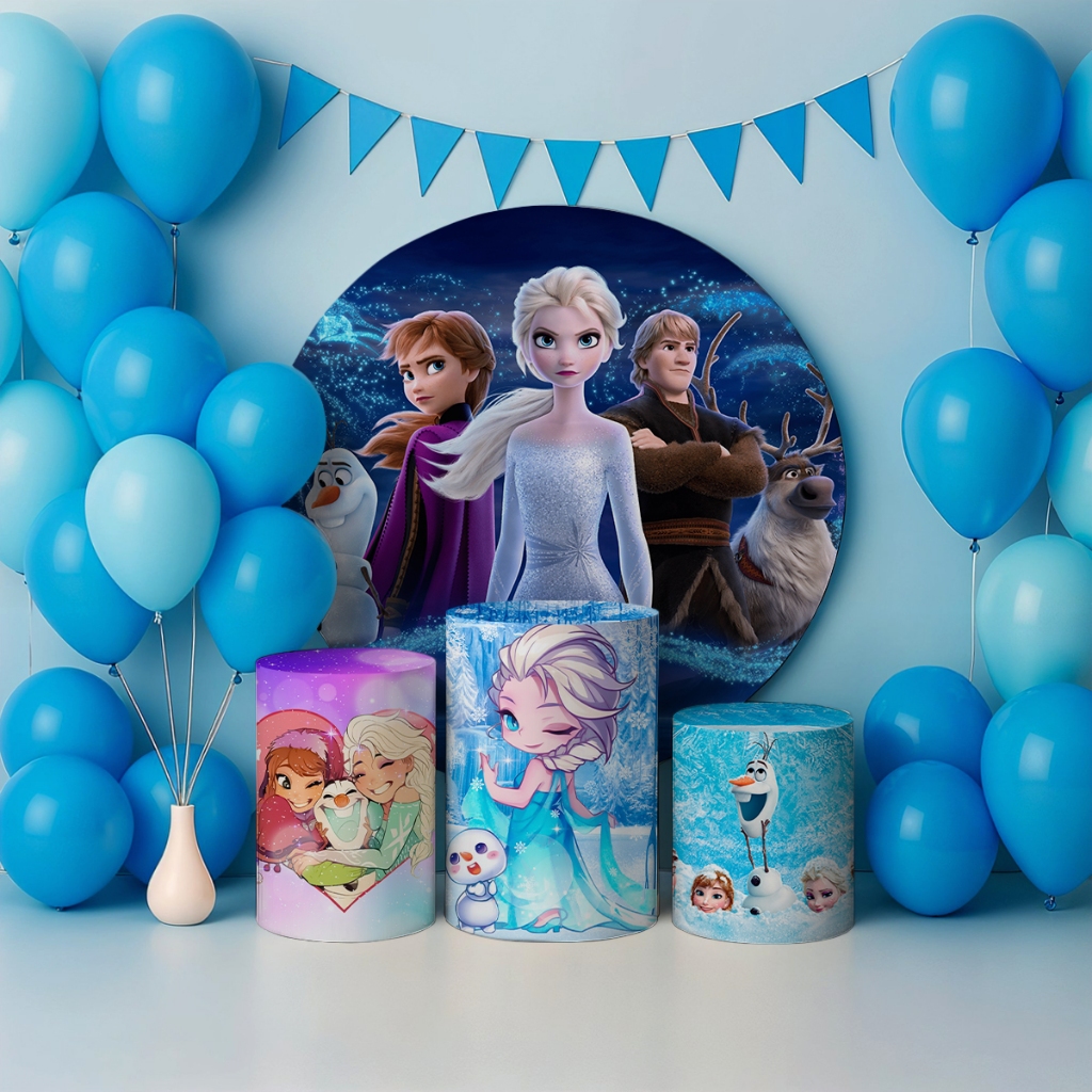 Capas Painel Redondo Trio Cilindros Princesas do Gelo em Oferta na Shopee