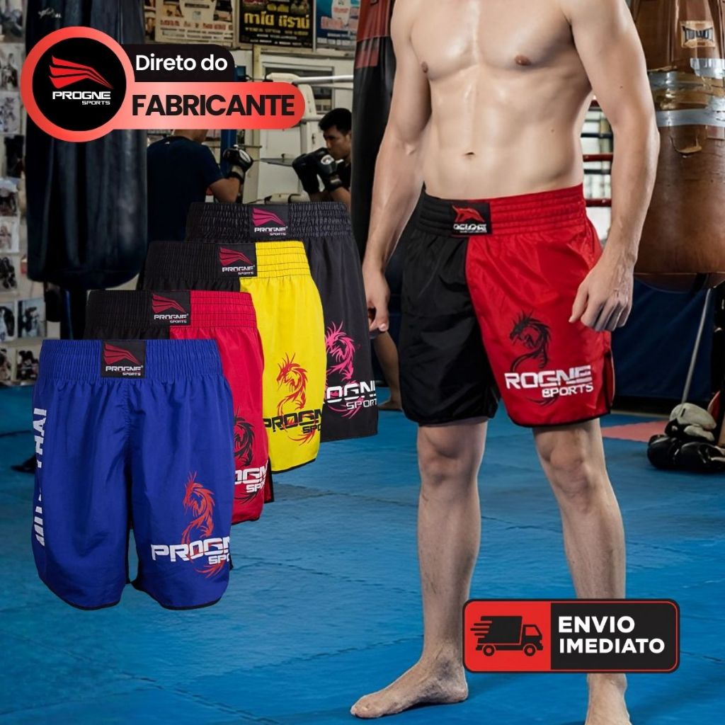 SHORTS MUAY THAI MASCULINO PREMIUM - LUTA TREINO BOXE MMA - PROGNE SPORTS