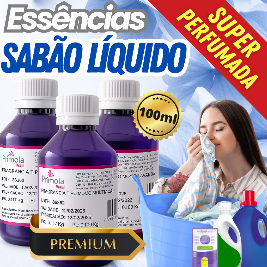 Essências para SABÃO LÍQUIDO Cheirinho MÁQUINA DE LAVAR 100ML MOMO MULTI,ARIELLE, MOMO LAVANDA
