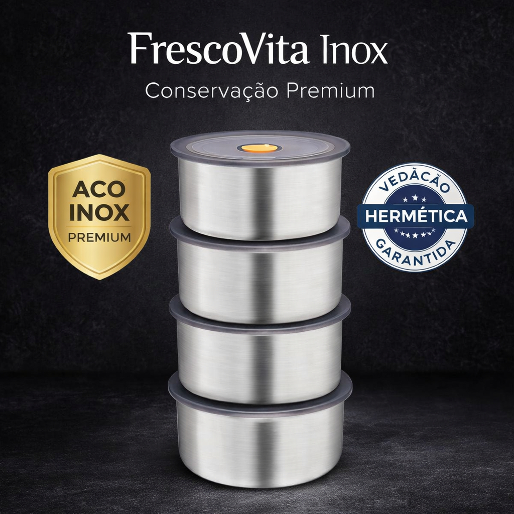 Kit 4 Potes Hermeticos Redondo Acabamento Inox Capacidade 450ml Conservacao Alimentos em Oferta na Shopee