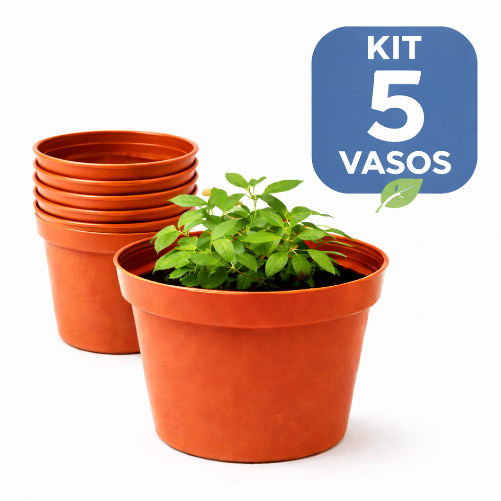 Kit 5 Und Vaso - Floreira Jardineira Preta 400ml RESISTENTE Horta Mudas Cactos Suculentas Ervas