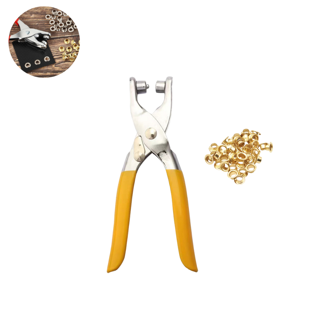 Alicate Aplicador Para Colocar Ilhos Manual + 100 Ilhoses