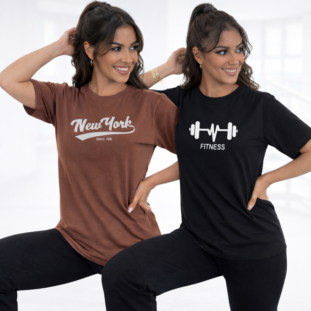 Kit 2 Camiseta Academia Ideal Treino Confortável 100% Algodão Musculação Estampada Look Fitness Postagem Rápida