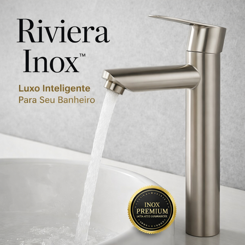 Torneira Banheiro Inox Escovado  frio Moderno  Alta Durabilidade Riviera™