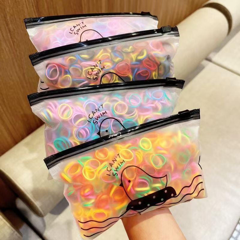 500/1000/2000 Peças Bolsa Elástico Scrunchies De Cabelo Feminino Descartável Multicolorido Acessórios Infantil Para Cria
