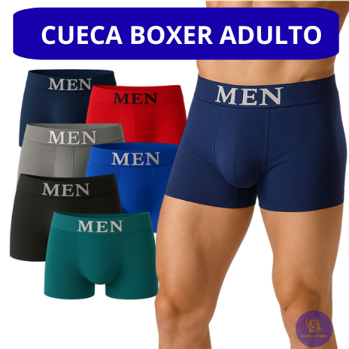 Kit Cuecas Boxer Lisa Sem Costura Masculino Adulto Cores Variadas em Oferta na Shopee