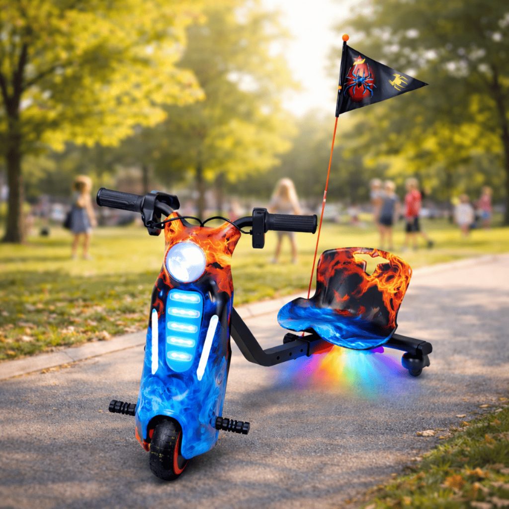 Triciclo Patinete Elétrico Drift 6,5 Polegadas 25km/h Bluetooth 75KG Led Bateria Recarregável