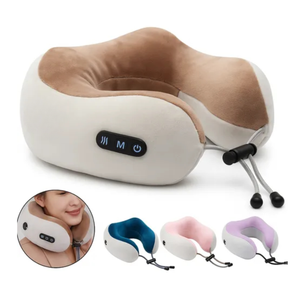 Travesseiro de Pescoço de Espuma Massageadora Com Usb Recarregável