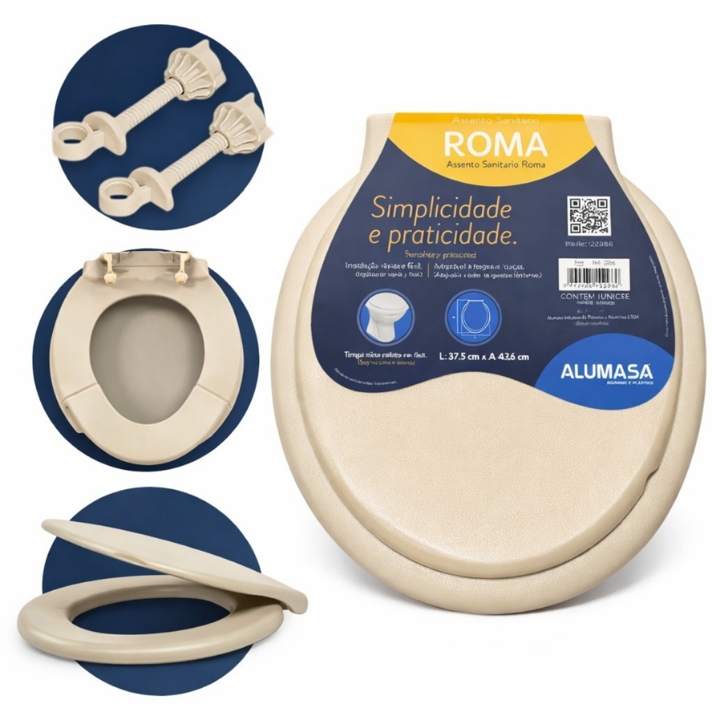 Assento Sanitário Universal Tampa Oval para Vaso – Tampa Resistente Básica Alumassa Hardex