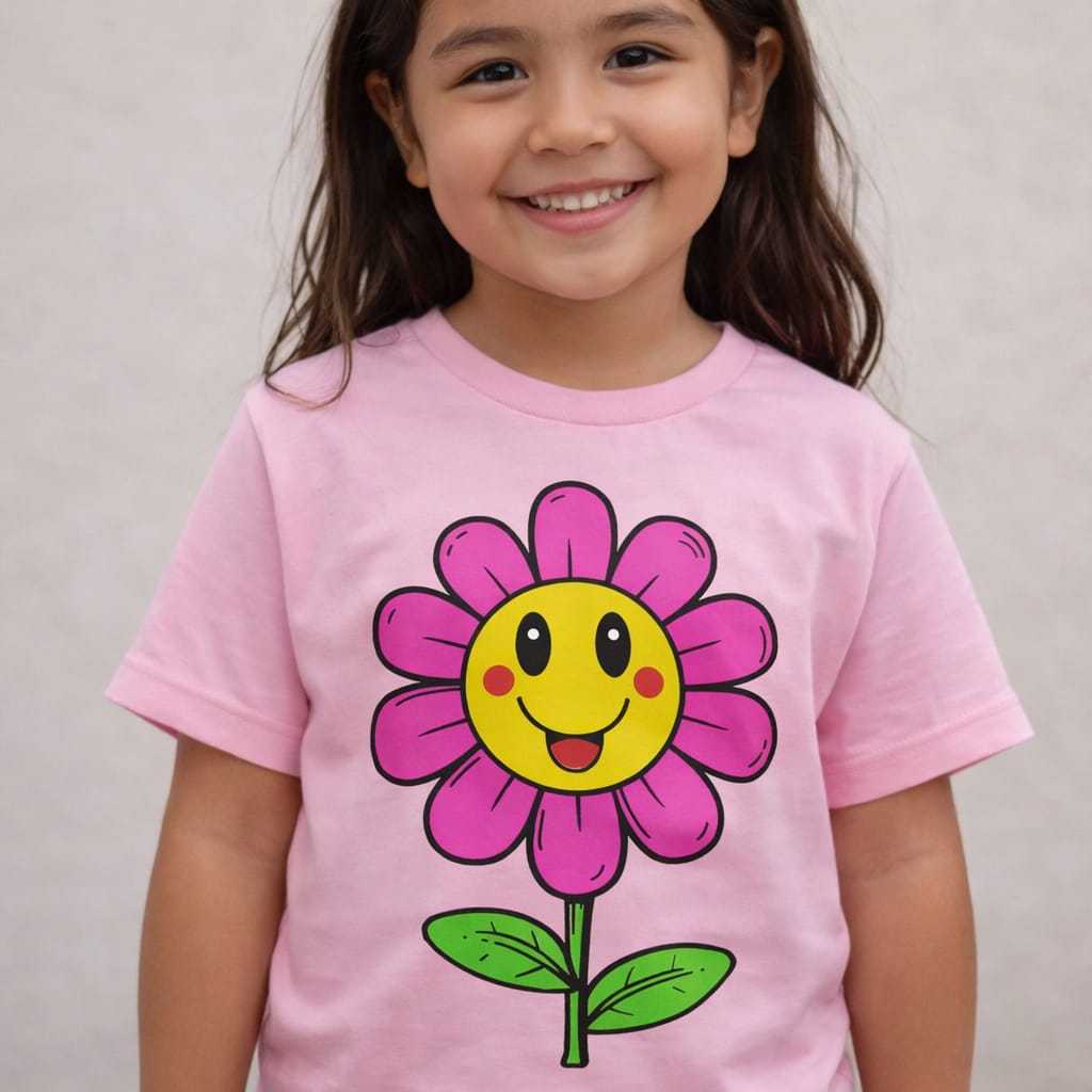 camiseta infantil menina 100% algodão macio, estampa margarida tamanhos 6 8 10 e 12