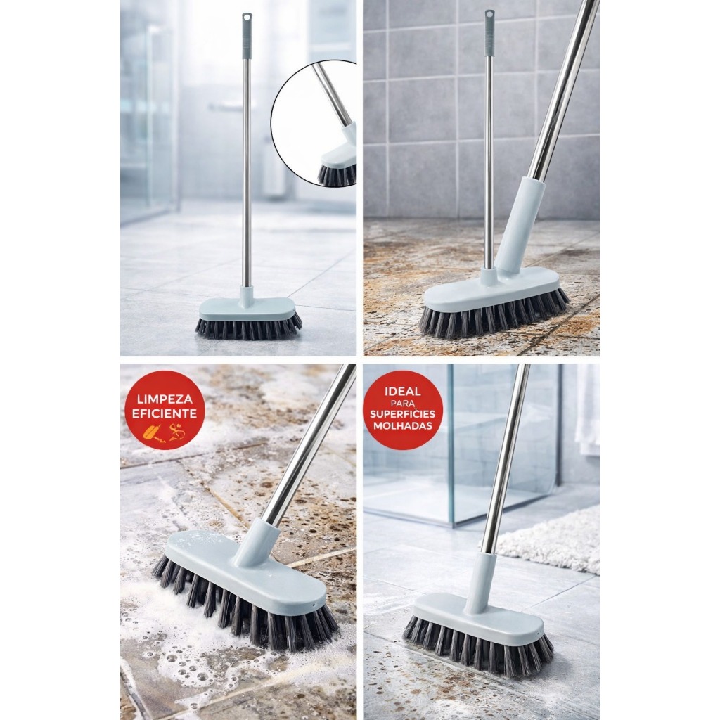 Mini Vassouras Com Cabo Inox Limpeza Janelas Portas Cantos Limpeza