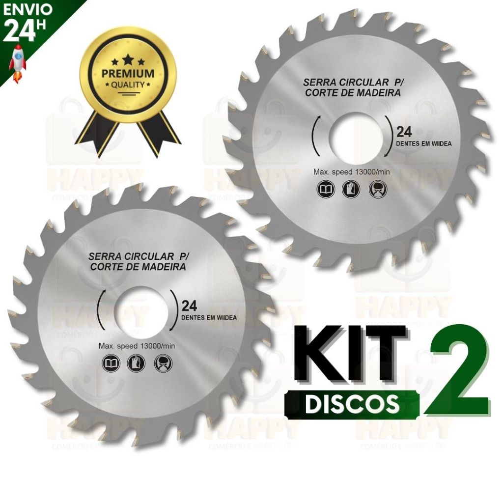 Kit 2 Disco de Corte para Madeira 110 mm 24 Dentes Widea Para Serra Circular