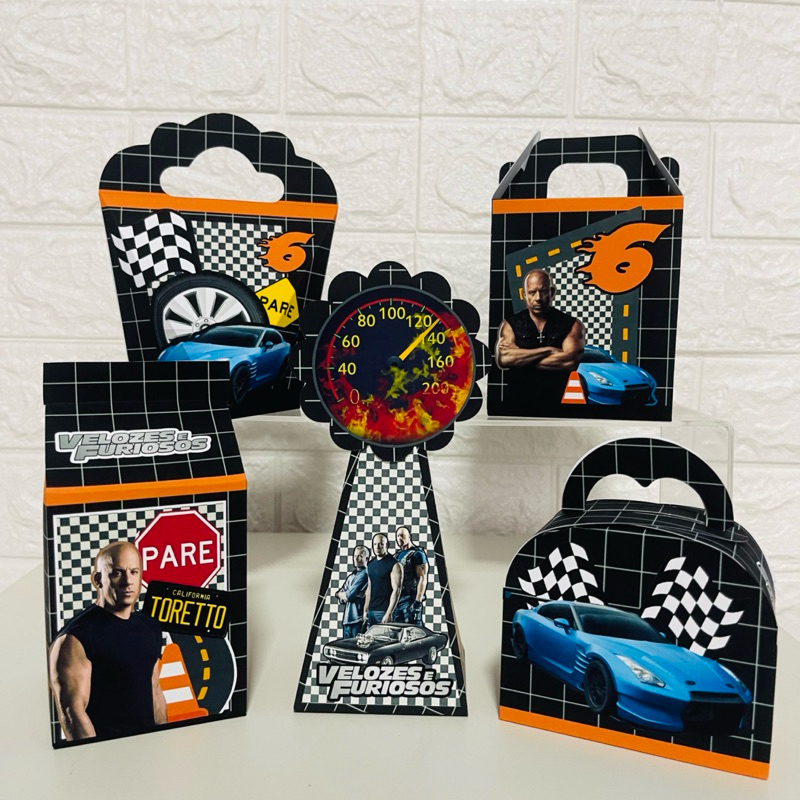 kit personalizados Velozes e Furiosos, Dominic Toretto, caixinhas personalizadas (PEGUE E MONTE)