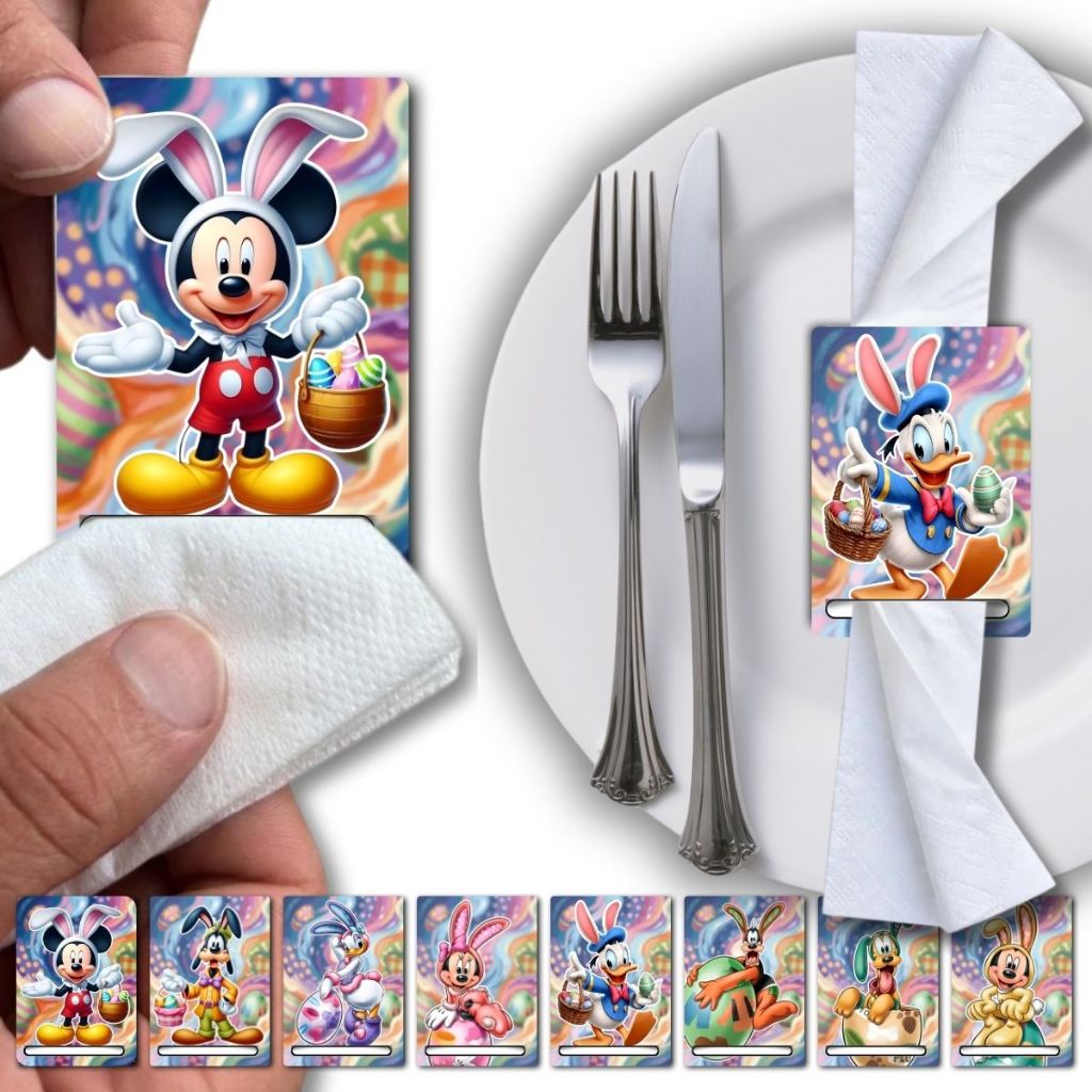 Kit Porta Guardanapo Páscoa Coelho Decorativo Disney - 08 ou 16 Peças em Madeira - Decoração -DISNEY