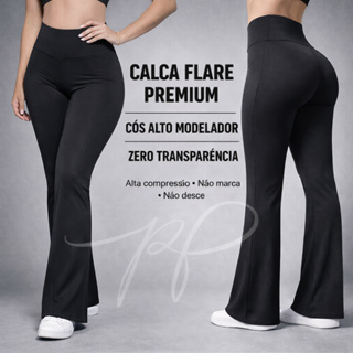 Calça Legging Flare Suplex Preta Feminina Modeladora Alta Compressão Bailarina em Oferta na Shopee