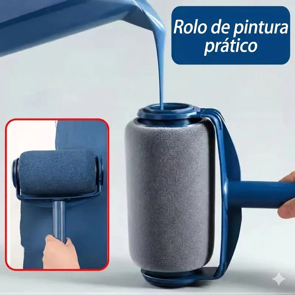 Rolo de Pintura com Reservatório 500ml Tinta Parede Sem Sujeira e Respingo