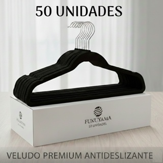 KIT 50 CABIDES DE VELUDO PRETO FUKUYAMA Com Gancho Giratório 360° Antideslizante Slim em Oferta na Shopee