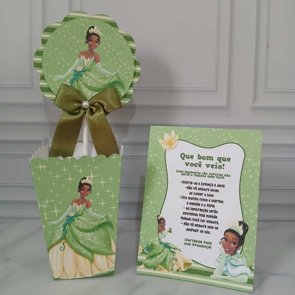 Centro de Mesa Princesa Tiana + Plaquinhas PEGUE E MONTE A pincesa e o Sapo Cachepot - Lembrancinha em Oferta na Shopee