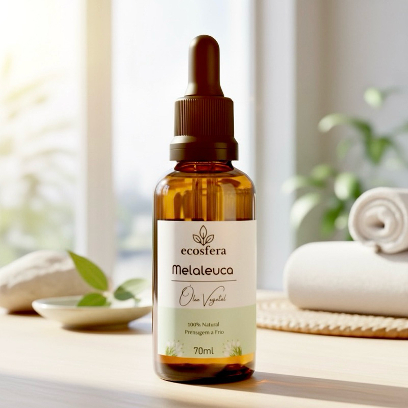 Óleo Vegetal Melaleuca - Tea Tree 100% Puro e Natural - Elimina Fungos, Bactérias, Acne e Psoríase  70ml.