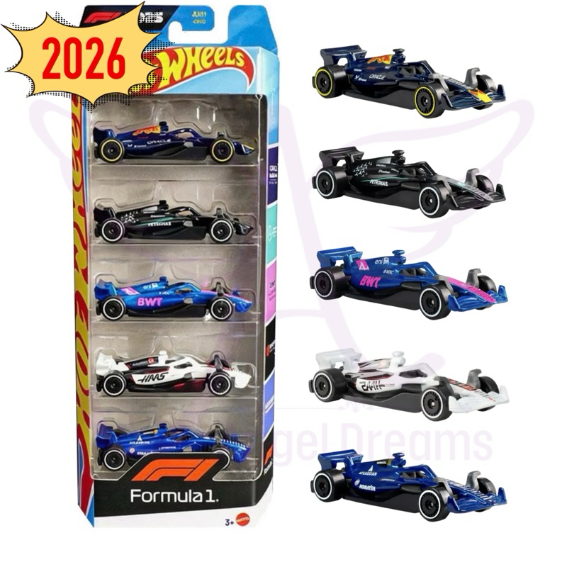 Pack Hot Wheels Formula 1 - 2026 - Oracle Red Bull, AMG Petronas, BWT Alpine, MoneyGram HAAS, Atlassian Williams - JKG12