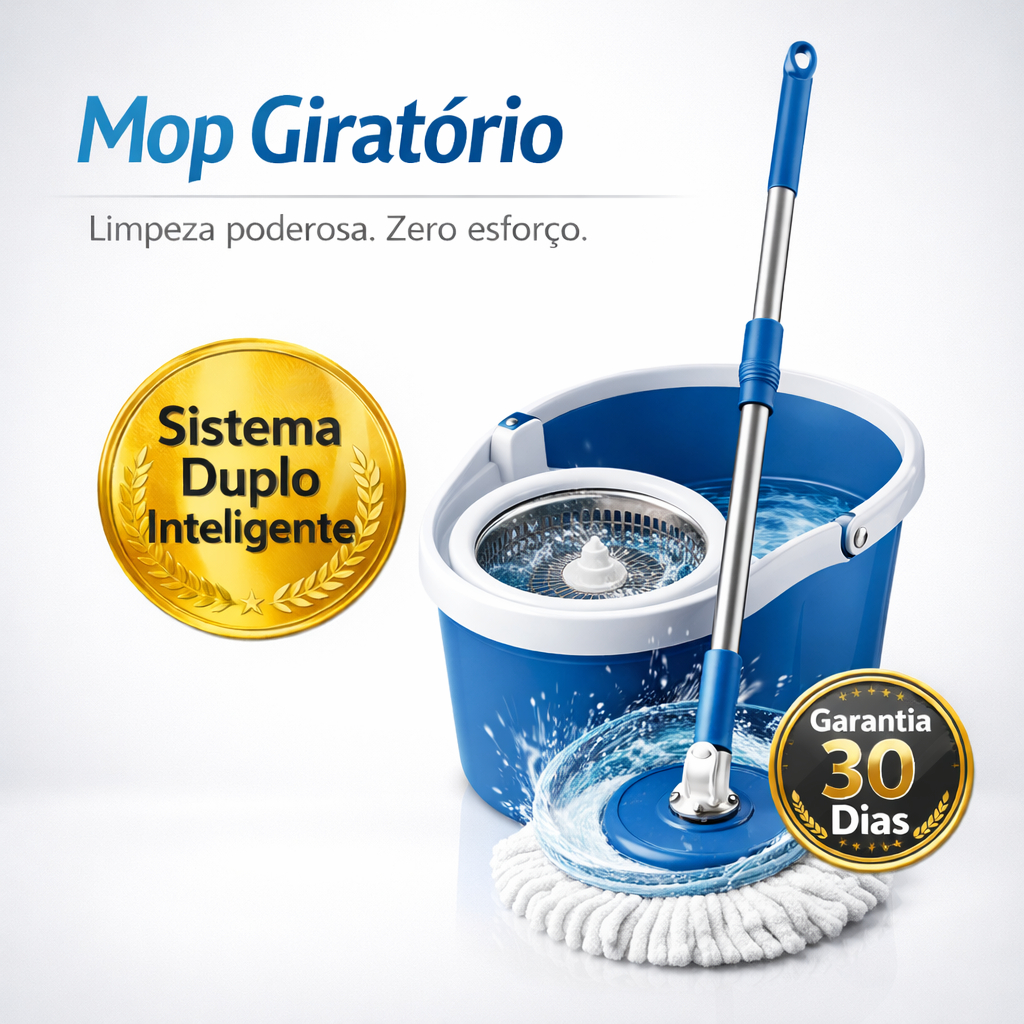 Mop Giratorio 360 Pratico Duravel Limpeza Facil Residencial Comercial